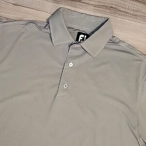 FootJoy FJ Golf Polo Shirt Mens Large  Black White Striped Performance SS
